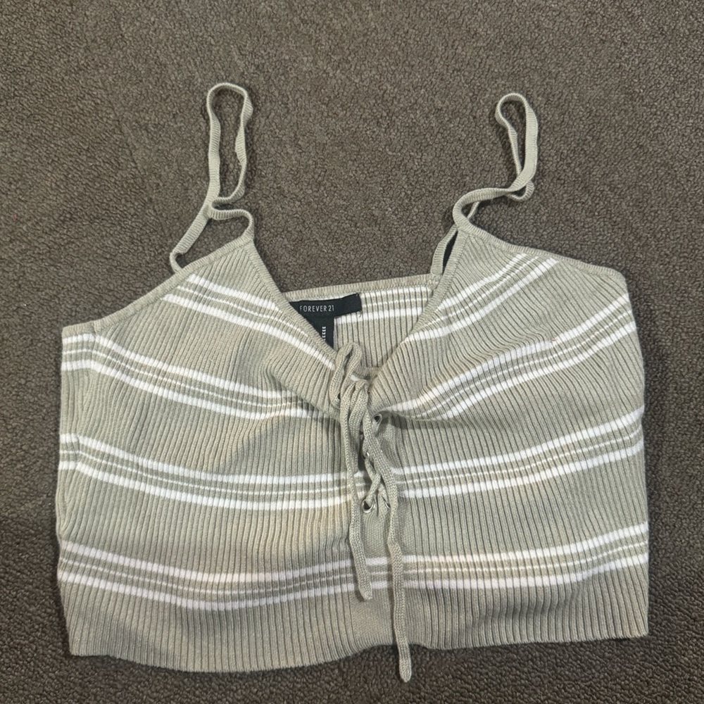 Forever 21 green and White Striped Camisole